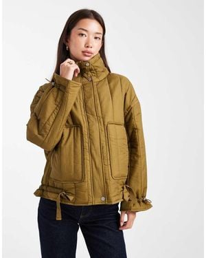 ONLY Cappotto Trapuntato Color Oliva Con Lacci E Collo A Imbuto - Verde