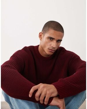 ASOS Oversized Knitted Ribbed Sweater - Red
