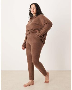 ASOS Asos Design Curve Lounge Mix & Match Lightweight Fleece leggings - Natural