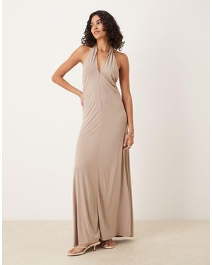 Mango Halter Maxi Dress - Natural