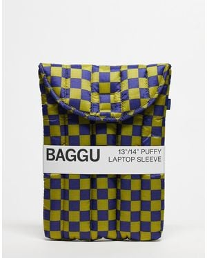 BAGGU Funda Para Portátil De 13" Con Estampado A Cuadros Dameros De - Verde