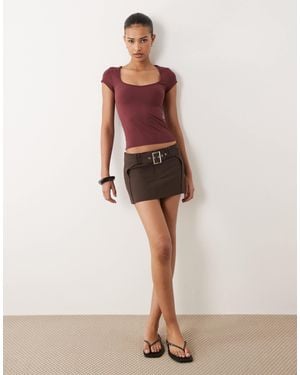 Cotton On Stretch Belted Micro Mini Skirt - Black