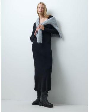 Vero Moda Ribbed Knit Long Sleeve Reversible Maxi Dress - Blue