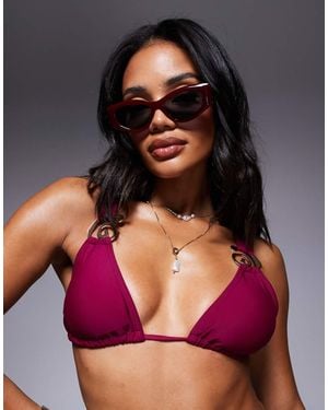 Moda Minx Bikini Top With Shell Detail - Red