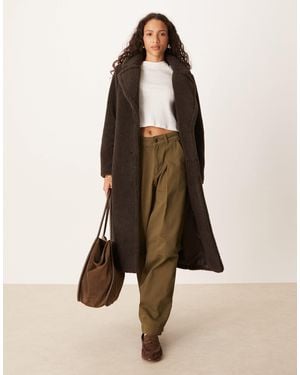 Threadbare Maxi Borg Coat - Natural