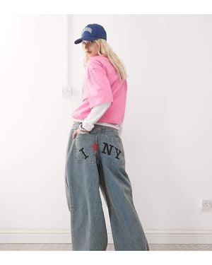 Collusion X007 Xl baggy Jean With Back Print - Blue