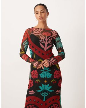 never fully dressed dahlia mesh dress Never Fully Dressed Dahlia Mesh Long Sleeve Dress in Gray