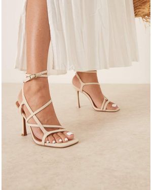 ASOS Sandalias Beis De Tacón Alto Con Diseño Enrejado De Lino De Nutty De -Neutro