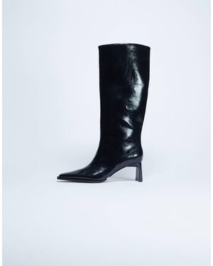 TOPSHOP Talia Chisel Toe Knee High Boots - Black