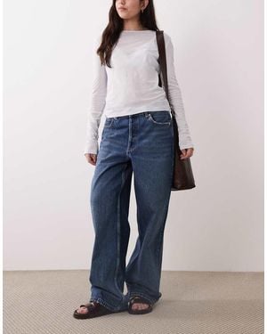 Mango Vaqueros De Corte Recto Holgado De 100% Algodón New York De - Azul