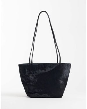 Mango Pony Hair Shoulder Bag - Black