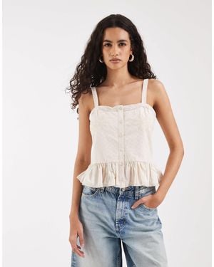 ONLY Embroidery Detail Peplum Top - White