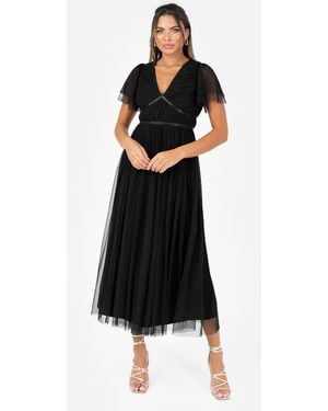 ANAYA Ribbon Detail Midi Dress - Black