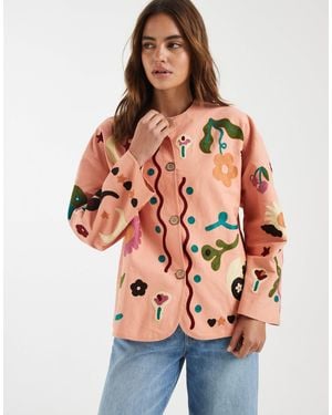 ASOS Embroidered Collarless Jacket