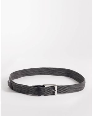 ASOS Woven Belt With Faux Leather Tip - Gray