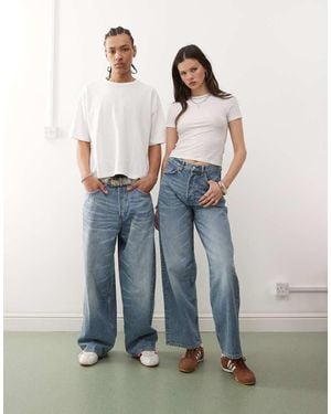 Weekday Unisex Astro baggy Wide Leg Jeans - Blue