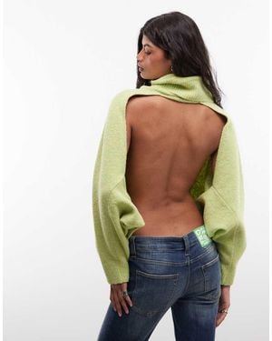 Susmie's Open Back High Neck Knit Jumper - Green