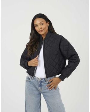 Brave Soul Diamond Quilted Bomber Jacket - Blue
