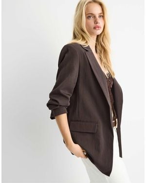 Stradivarius – rustikaler basic-blazer - Braun