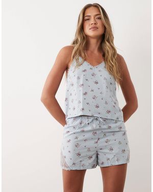 Mango – teen – pyjama mit camisole-oberteil und shorts - Weiß