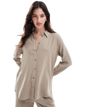 SELECTED Linen Touch Shirt - Brown