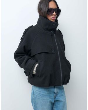 ASOS Funnel Cropped Cape Formal Coat - Blue