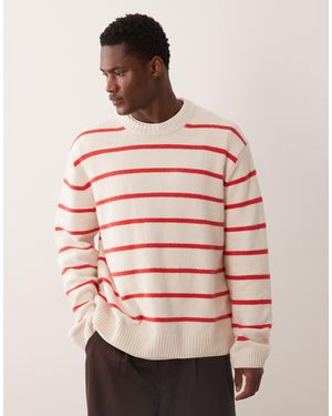 ARKET Cotton Rich Striped Crew Neck Sweater - Pink