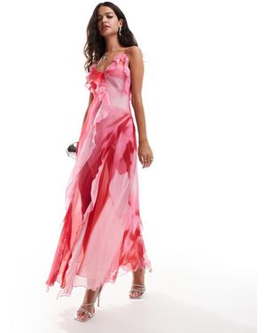 Mango Maxi-Jurk Met Bloemenprint En Camibandjes - Roze