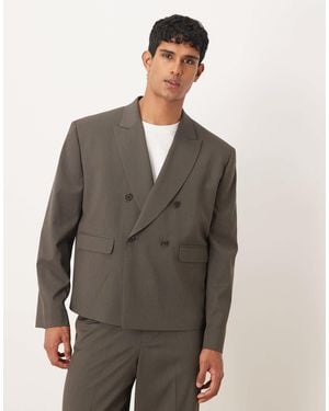ASOS Double Breasted Boxy Suit Jacket - Gray