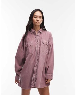 ASOS Oversized Shirt Dress With Pockets - Purple