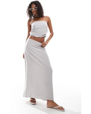 Pull&Bear Linen Look Maxi Skirt Co-ord - White
