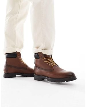 ASOS Lace Up Worker Boots - Brown