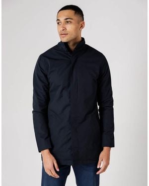 French Connection Gabardina Midi Con Cuello Alzado De - Azul