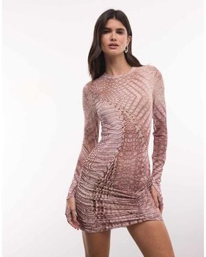AFRM Mirza Vestito Mini Bodycon Con Dettaglio Arricciato, Girocollo - Multicolore