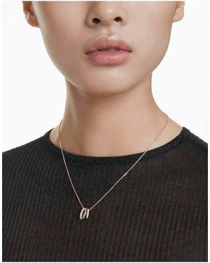 Swarovski Hyperbola Pendant, Mixed Cuts, Rose-Tone Plated - Black
