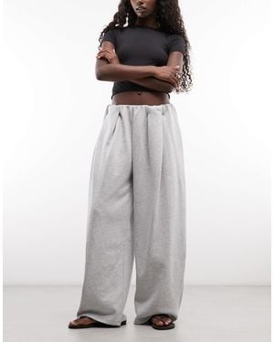 Weekday Balloon Fit Wide Leg Trousers With Pleats - Grey