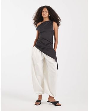 Noisy May Off Shoulder Asymm Hem Top - Black