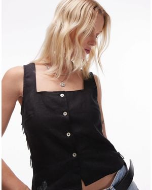 Vrg Grl Discoteca Linen Top - Black