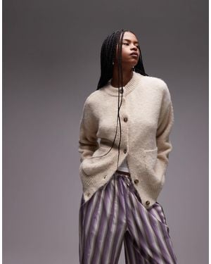 TOPSHOP – oversize-strickjacke aus wollmix - Gelb