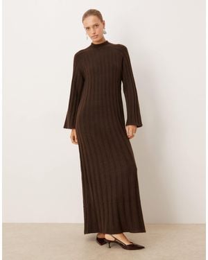 Vila Premium Rib Knitted Maxi Dress - Brown
