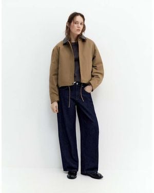 Pull&Bear Low-Rise Barrel Jeans - Blue