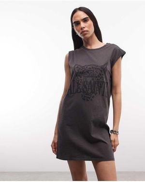 AllSaints Brooke Sleeveless Sun City Logo T-Shirt Mini Dresss - Blue