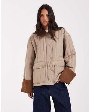 Aware Quilted Barn Jacket With Contrast Trims - Natural