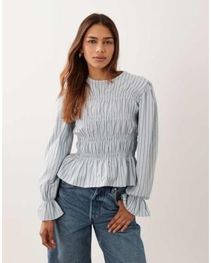 ASOS Top Met Smok En Lange Mouwen - Grijs