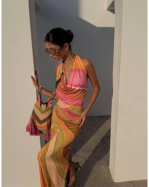 Never Fully Dressed Petite Sabine Slinky Cowl Neck Maxi Dress - Orange