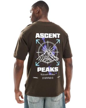 Only & Sons Relaxed Fit T-shirt With Ascent Peaks Print - Grey