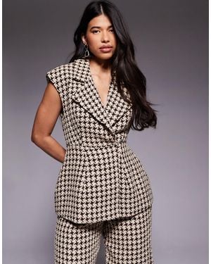 ASOS Co-Ord Structured Houndstooth Waistcoat - Gray