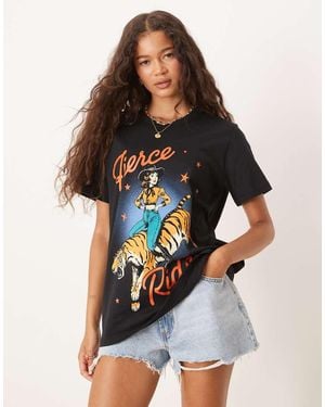 ASOS Regular Fit T-shirt With Cowgirl Tiger Graphic - Black