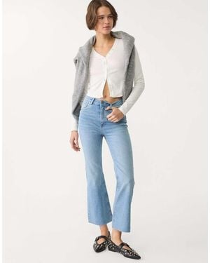 Stradivarius D78 Cropped Flared Jeans - Blue