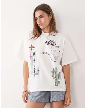 Six Stories Cotton Graphic Western Short Sleeve T-Shirt - White